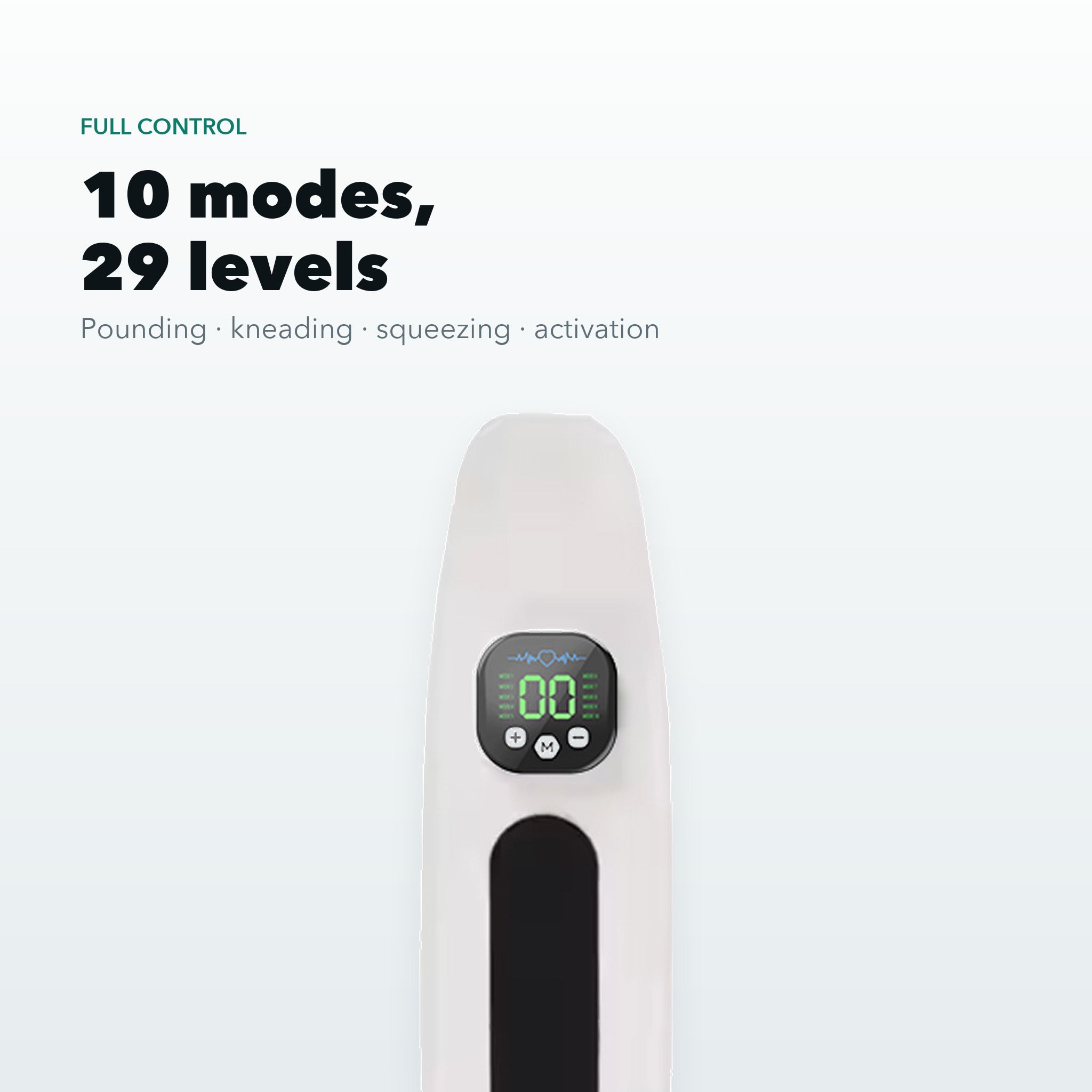 LED control module with 10 massage modes and 29 intensity levels