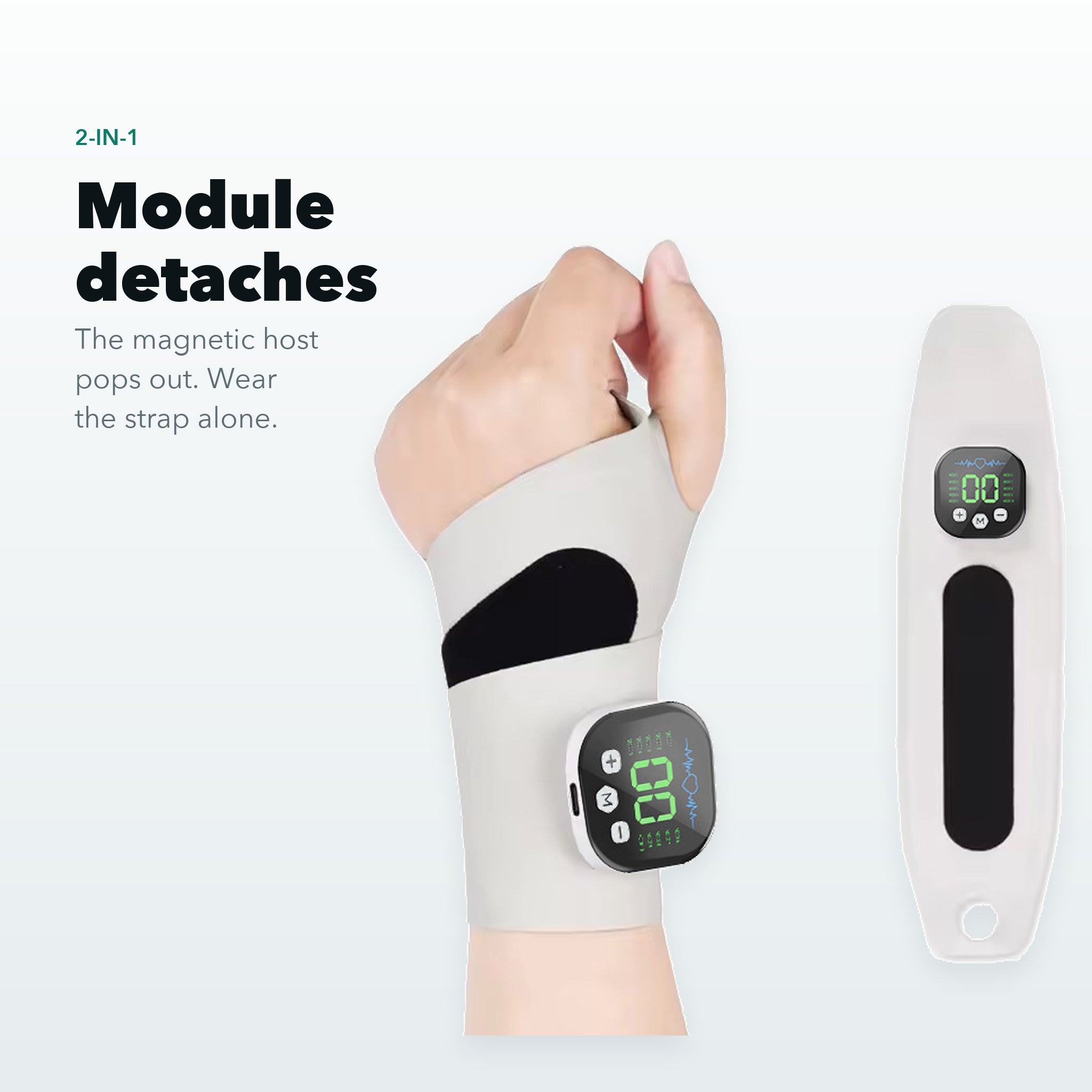 Magnetic control module detaches from the wrist strap